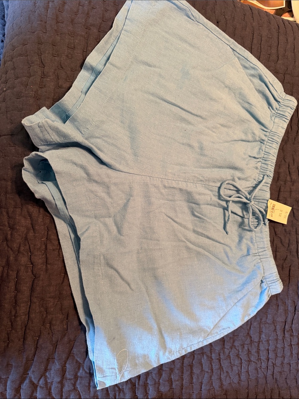 Abercrombie Cornflower Blue Women's Drawstring Linen Shorts NWT